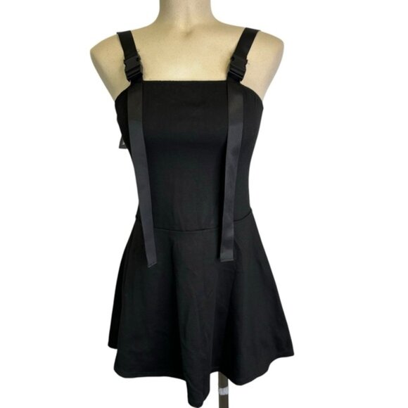 NWT CURRENT MOOD DOLLSKILL Black Mini Dress Buckle Straps Size Small - Picture 1 of 6